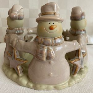 4 snowman candle holder